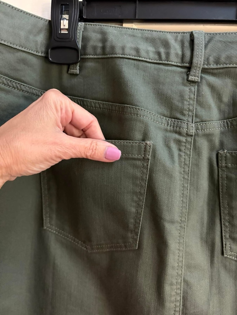Talbots Olive Green Button-Front Pencil Skirt - Picture 6 of 8